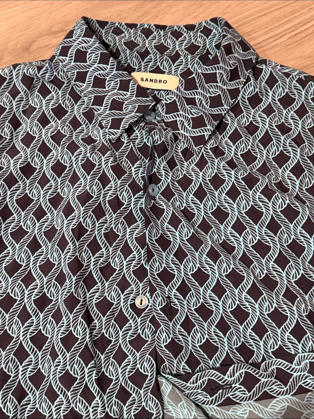 Sandro blue/turquois Shirt with Light Blue Interlaced Rope Pattern
